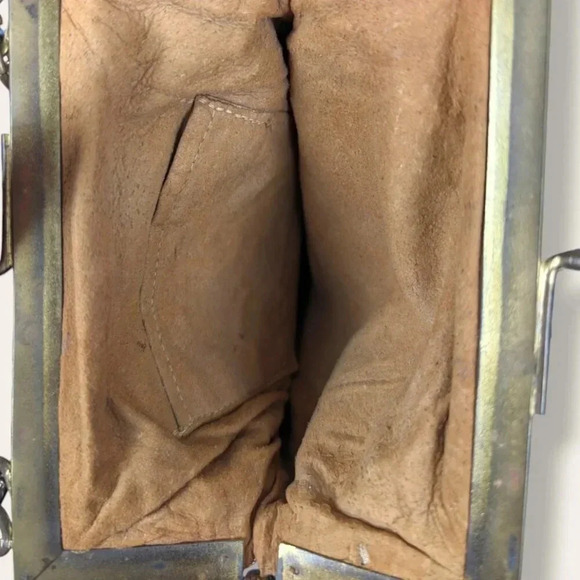 Antique Floral Micro Beaded Victorian Women's Purse with Suede Lining - Picture 11 of 12